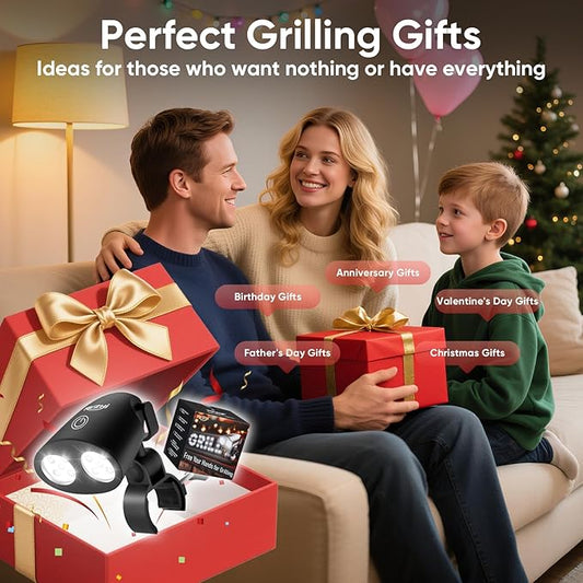 Grill Light BBQ Accessories: Upgraded 10 LEDs Bright Outdoor Grill Light - Flexible Rotation Adjustable C-clamp Smoker Grilling Accessories - Grilling Gifts for Men Dad Husband