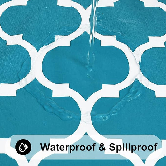 Smiry Oval Table Cloth, Waterproof Vinyl Tablecloths with Flannel Backing for Oval Tables, Wipeable Spillproof Plastic Tablecloth for Dining, Camping, Indoor and Outdoor (60"x84", Teal)