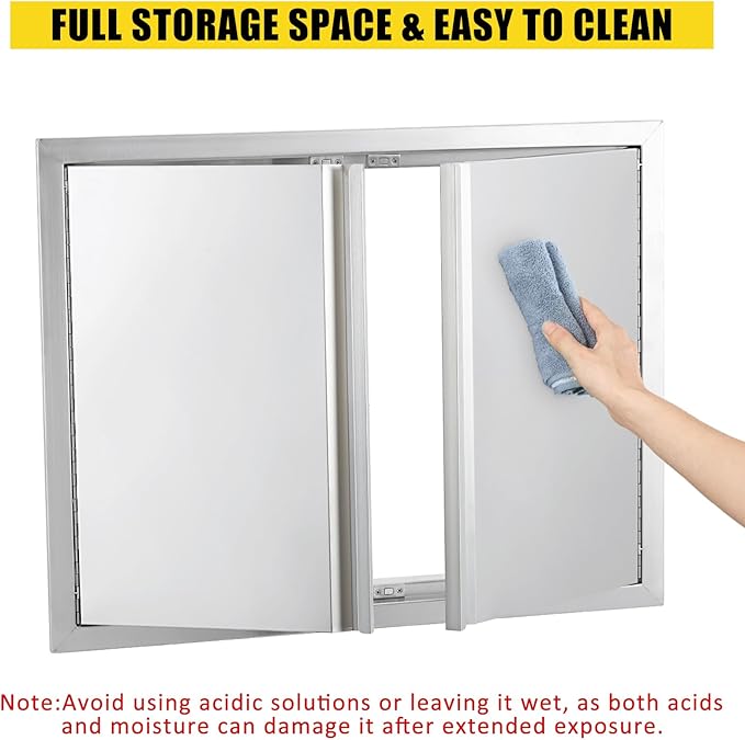 GarveeLife BBQ Access Door 24" W x 24" H, Double Outdoor Kitchen Door, Weatherproof Built in 304 Stainless Steel with Recessed Handle for Outside,Commercial,BBQ Island,Grilling Station,Outside Cabinet