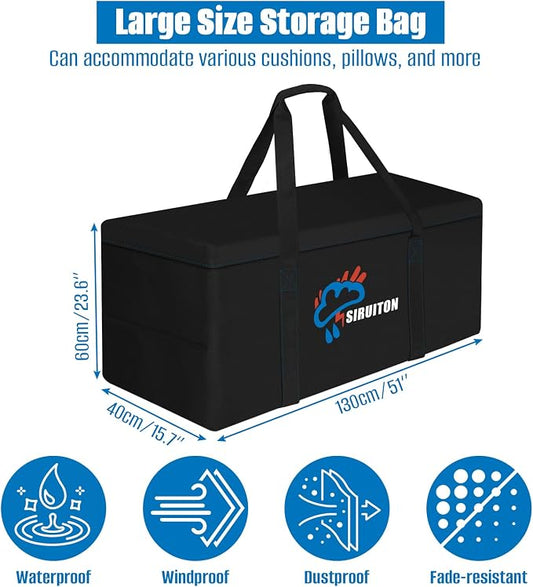 SIRUITON Cushion Storage Bag 600D Oxford,Waterproof,51.2" L x 15.7" W x 23.6" H