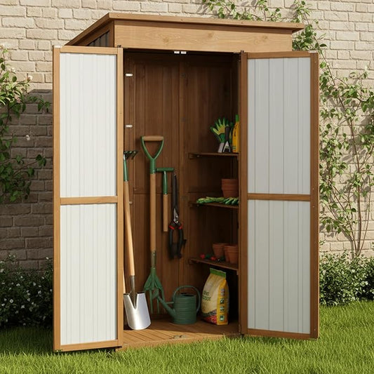 Large Outdoor Storage Cabinet Waterproof with Shelves, Outside Storage Shed Tall Backyard Cabinet with Fold-Out Table for Patio, Garage, Garden, Pool Accessories Storage, Black, 70.5"H x 51"L
