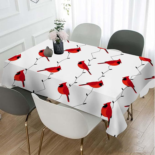TKS MITLAN Cardinal Bird Tablecloth 60x84 Inch Rectangular Red Birds on Branches Oblong Table Cloth Kitchen Table Decorations for Home Dinner Party