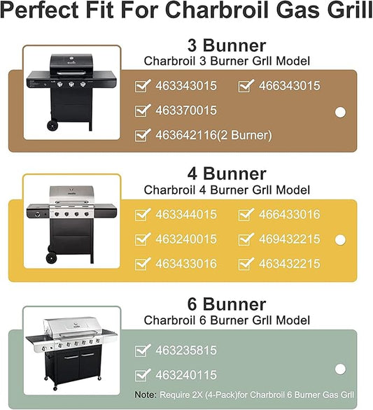 Criditpid Grill Replacement Parts for Charbroil Advantage 4 Burner 463344015, 463432215, 463433016, 463240015, 3 Burner 463343015, 463335115. Burners Tube, Heat Plates and Igniter for Char-Broil Grill