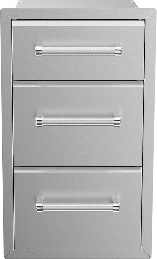SPIRE Stainless Steel Built-in Vertical Triple Drawers, 6" H + 10" H + 10" H, Perfect for Outdoor Cooking & Kitchens, BBQ, & Grill Islands, 780-0016C