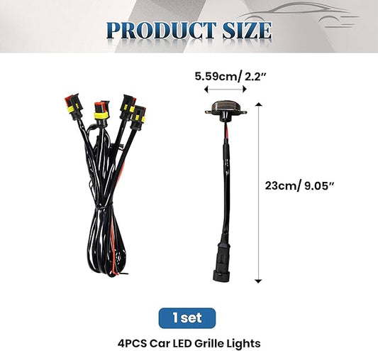 4PCS Car LED Grill Lights, Waterproof Amber Front Grille Lights with Wiring Harness, Bumper LED Grill Light Fits for 2004-2019 F150 F250 F350 Raptor 2013-2018 Ram 1500 (Black & Yellow)