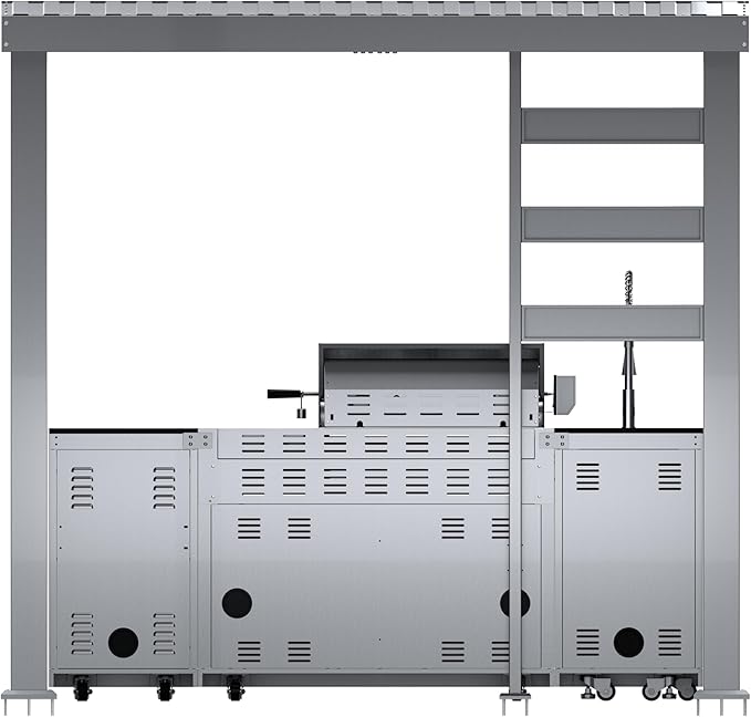 97-Inch 4-Burner 72000 BTU Stainless Steel Propane Gas Grill Outdoor Kitchen Island with Canopy,648Sq.In Cooking Area,Wine Cooler,Refrigerator,Rotisserie,for Backyard BBQ,Silver