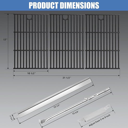 Criditpid Grill Replacement Parts for Charbroil 463229521 463229021 463228622 463259223 463284422, G426-0005-W1 Grill Grates, Heat Plates, Burners and Igniter for Charbroil Performance 6 Burner Grill