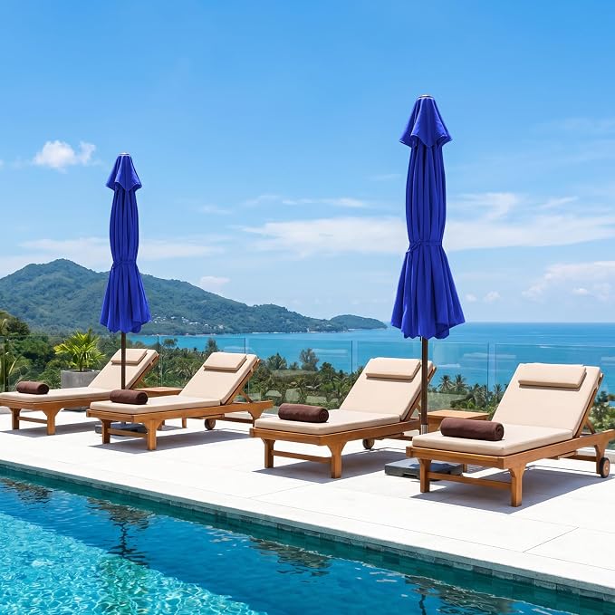 ABCCANOPY 10FT Scalloped Patio Umbrella Table Market Umbrella, Blue | Durable 8 Sturdy Fiberglass Ribs, Push Button Tilt and Crank, UV Protection Waterproof Outdoor Umbrella, Valance Style
