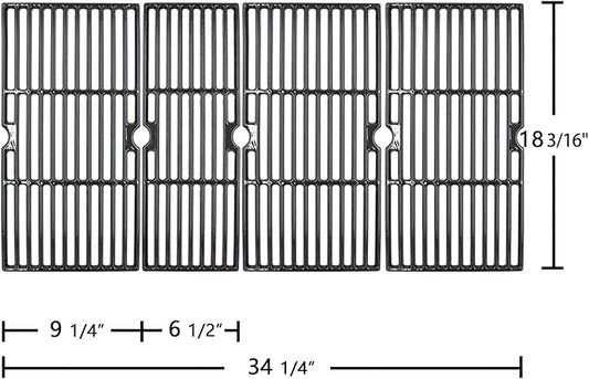 Hongso 18 3/16 x 34 1/4 Inch Porcelain Cast Iron Grill Grates for CharBroil Performance 6 Burners 463244819 463240420 463245917 463276517 463276617 463277918 463238218 466245917 463274919 Models