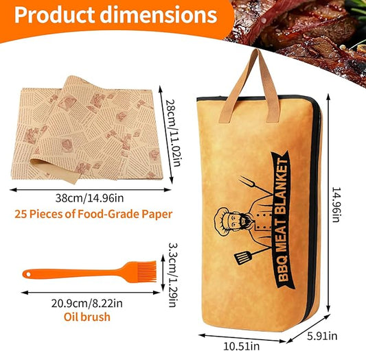 BBQ Blanket for Resting Meat -Meat Resting Bag with 5-Layer Thermal Retention, Large Capacity Brisket Warmer for Smoker, Turkey & Pork Shoulder, Reusable Grilling Accessories & Gifts for Men
