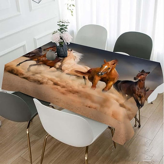 TKS MITLAN Horse Decorative Rectangle Tablecloth Horse Herd Run in Desert Sand Storm Polyester Table Cloths Kitchen Table Cover for Dining BBQ Picnic Coffee Table 60 x 84 Inch 6-8 Seats