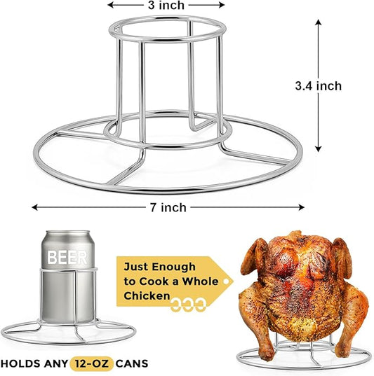 E-far Beer Can Chicken Holder for Grill Smoker Oven, Vertical Stainless Steel Beer Butt Chicken Stand for Whole Chicken Roaster, Food Grade & Non-Toxic Rack for Tender and Juicy Chicken