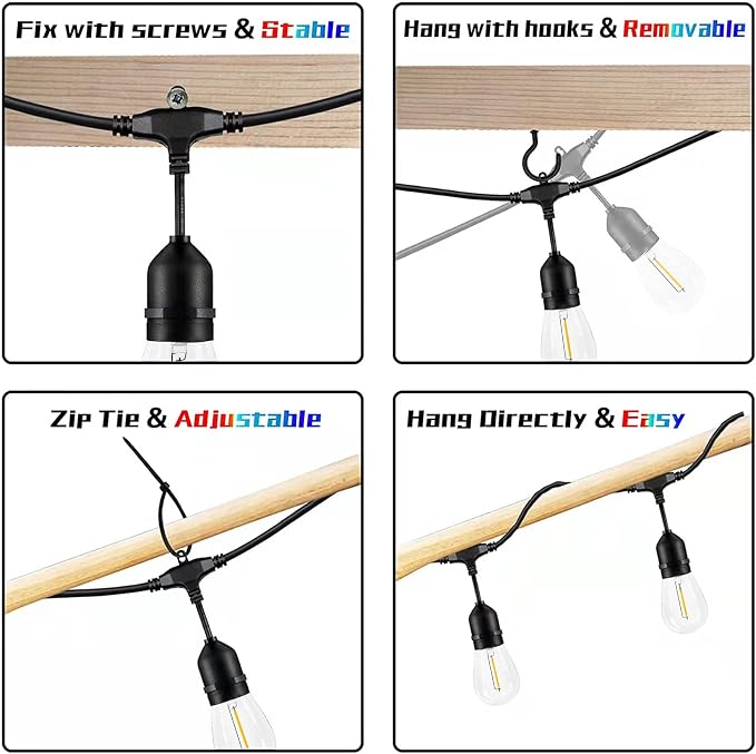 200FT String Lights for Outside LED Patio Lights Outdoor Waterproof | 63 Shatterproof Led Edison Lights,2200K Warm White Bistro Lights,Outdoor String Lights for Backyard Patio Gazebo Pergola Café