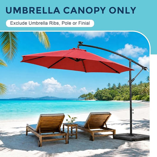 COWVIE Umbrella Canopy Replacement for 8 Ribs Patio Umbrella, Outdoor Table Parasol Replacement for Yard, Canopy Only