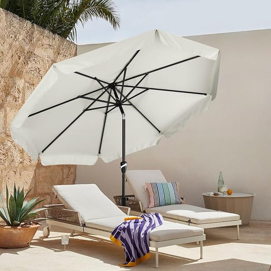 MASTERCANOPY 9ft Patio Umbrella with Valance, Crank & Tilt, Light Beige | 8 ribs, UV/fade-resist, waterproof, vent, for garden/deck/yard/pool