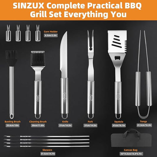 15PCS Stainless Steel BBQ Grill Accessories Set, Dad Gifts for Fathers Day Grilling Gifts, Portable Practical Grill Tool Utensils Kit with Storage Bag for Outdoor Grill Camping Backyard Cooking