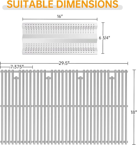 4 Pcs 9MM Stainless Steel Cooking Grid Grates and 4Pcs Heat Plates Flame Tamer for Blaze Grill Replacement Parts,for Blaze Grill Model BLZ-4LTE2-LP,BLZ-4NG,BLZ-4LP,BLZ-4-Cart,BLZ-4NG-Cart