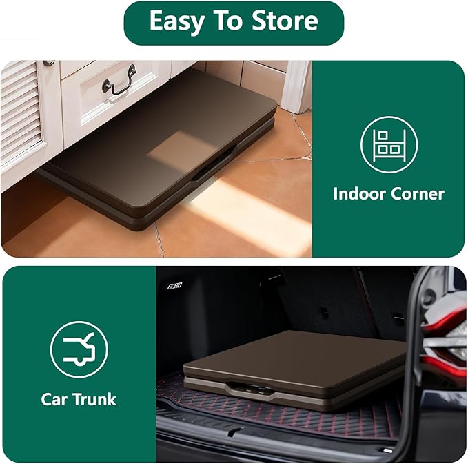 Folding Table 4FT Heavy Duty Plastic Table with Handle, Foldable&Portable, Fold-in-Half Utility Tables for Outdoor, Dining, Wedding, Events, Indoor, Picnic, Camping, Party, Brown