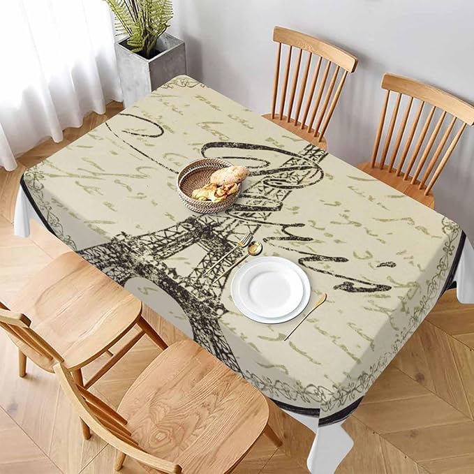 TKS MITLAN Tablecloth Paris Theme Table Cloth Rectangle Table 60 x 84 Inch Eiffel Wall Decoration Sign Kitchen Decorations for Home Dinner Party