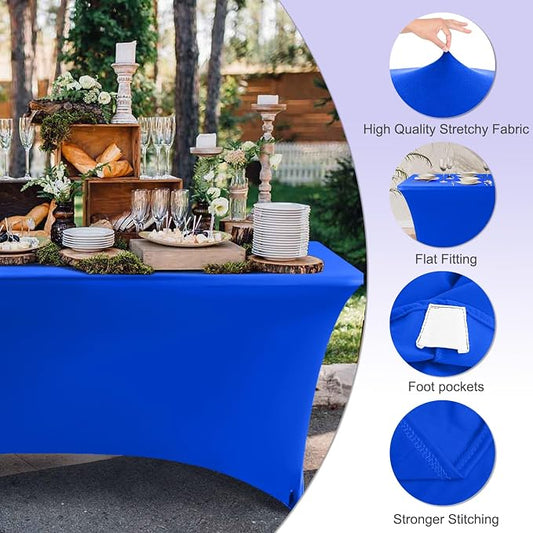 ABCCANOPY 6FT Spandex Table Cover, Stretch Fitted Tablecloth, Royal Blue | Rectangular Tight, Fitted, Washable and Wrinkle Resistant Table Protector for Wedding, Banquet,Birthday, Party, Event
