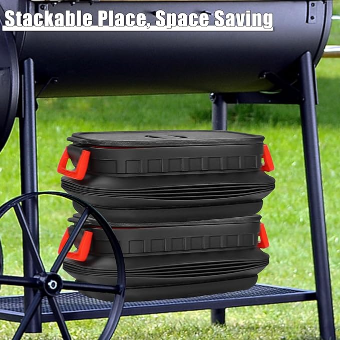 Wood Pellet Storage Containers with Scoop & Stickers Kit - Pellet Bin Pellet Bucket - Pellet Containers for Grill Pellet - Smoker Pellet Storage Pellet Grill Accessory - Black