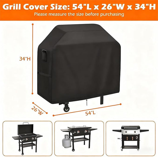 Grill Cover for Blackstone 1883 Original 28” Griddle,600D Heavy Duty BBQ Grill Cover,Waterproof Outdoor Grill Cover with Ventilation & Strap-54 W x 26" D x 34" H