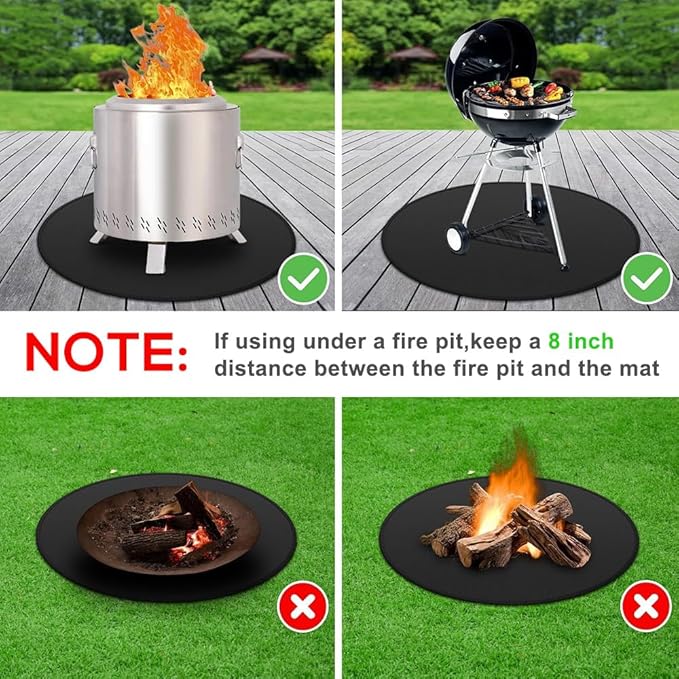 20 Inches Ash Barrier for Hot Fire Pit & BBQ Grill, Waterproof Heat Shield for Wood Decks & Grass, Portable Outdoor Camping Stove Pad, Easy to Clean Portable Stove BBQ Picnic Blanket