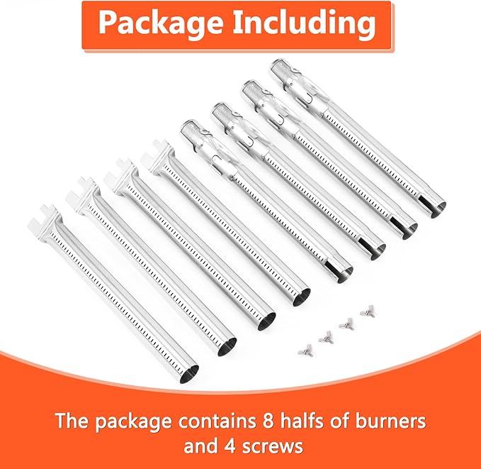 QuliMetal Grill Parts for Weber Genesis 330 β SUS304 Grill Burners for Weber Genesis E310, E320, E330, S310, S320, S330 (2011-2016), Front Control Knob Gas Grills Replace Weber 62762, 4-Pack