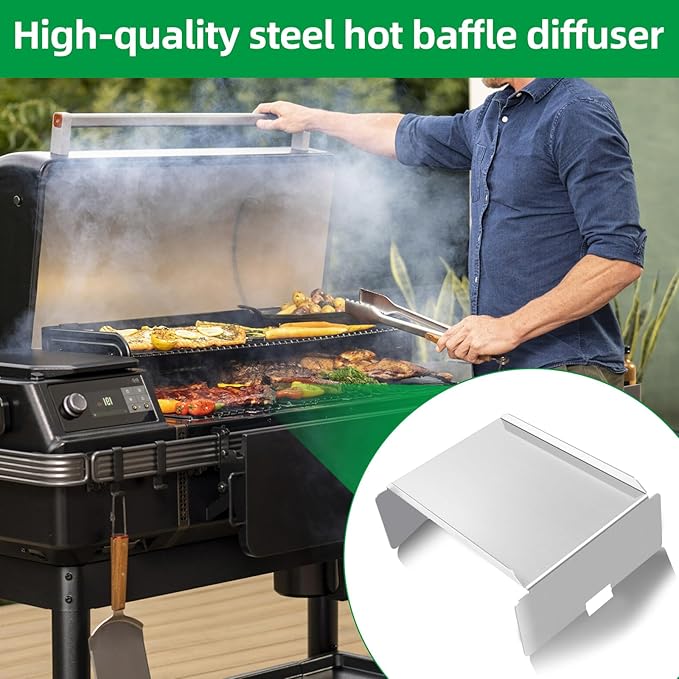 BCA012 Stainless Steel Heat Baffle Deflector Plate for Traeger Pro 22 34 Pit Boss - Heavy Duty Flame Tamer Heat Shield Replacement Fits Z Grills Camp Chef Tex Century 22 Pellet Smokers