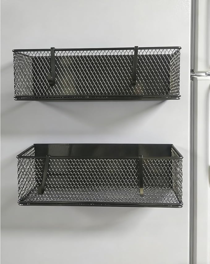 Magnetic Storage Bin for Traeger Smoker Grill Caddy, Magnetic Basket Organizer Holder for Fridge Magnetic Storage Bin Box Containers for Refrigerator Whiteboard Classroom, 2 Pack