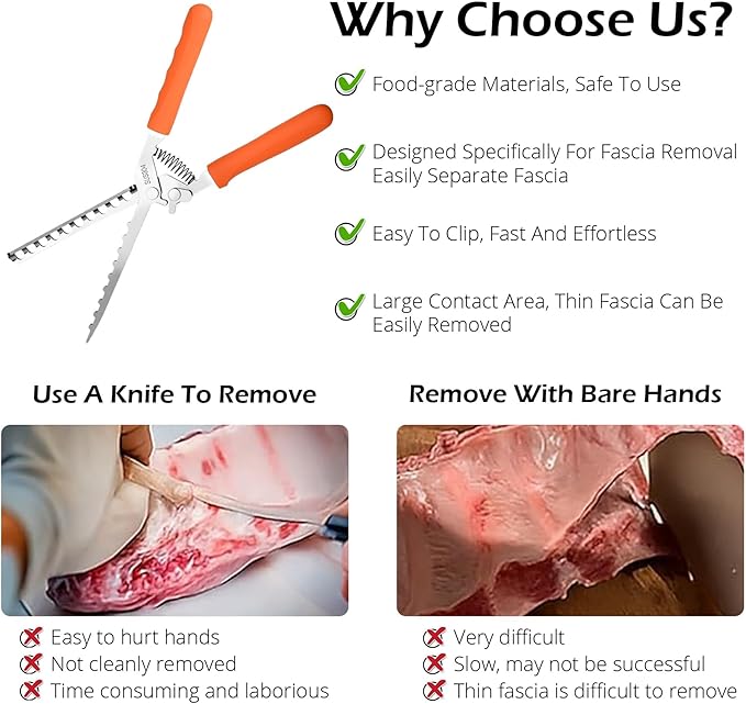 Rib Membrane Removal Tool, BBQ Rib Skinner, Thickened Stainless Steel Rib Membrane Remover, Ergonomic Design for Effortless BBQ Rib Preparation (Orange)