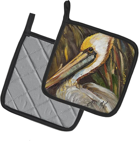 Caroline's Treasures JMK1217PTHD Pelican Lookin East Pair of Pot Holders Kitchen Heat Resistant Pot Holders Sets Oven Hot Pads for Cooking Baking BBQ, 7 1/2 x 7 1/2
