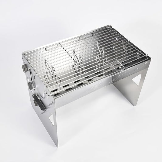 Portable and Foldable Charcoal grills for outdoor , Fire Pit for Camping ,lightweight and easy-to-assemble small grill, stainless steel with high temperature resistance and easy to clean.