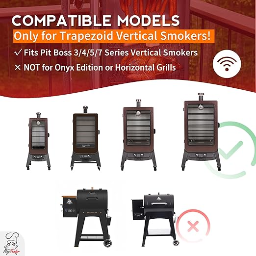 WiFi PID Trapezoid Grill Controller Replacement Compatible with Pit Boss 3, 4, 5 & 7-Series Vertical Pellet Smokers – Smart App Thermostat Board, 130-420°F 1°F Steps, 110v Input