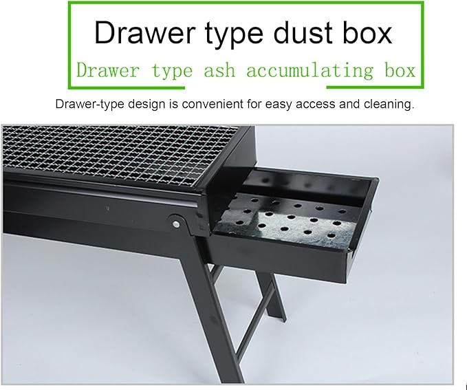 Folding Portable Barbecue Charcoal Grill, Barbecue Desk Tabletop Outdoor Stainless Steel Smoker BBQ for Outdoor Cooking Camping Picnics Beach