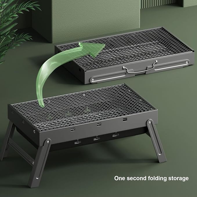 BBQ Barbecue Grill, Portable BBQ Folding Charcoal Barbecue Grill, with Baking Net, for Outdoor Backyard Cooking Camping Hiking, Picnics Trip,35x27x20cm
