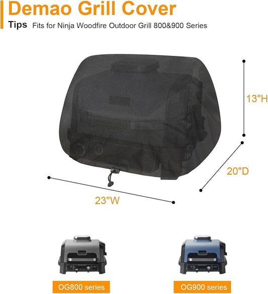 Demao Premium Outdoor Grill Cover,600D Oxford Fabric with Heat-Resistant Lining, Fits for Ninja Woodfire Pro Premium XL(OG800&OG900 Series), Weatherproof & Anti-Dust BBQ Protector-Only Cover