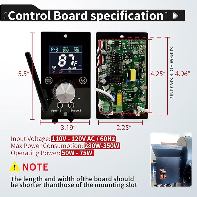 Universal WiFi PID Smart Grill Controller Upgrade Kit for Pit Boss, Traeger, Z Grills & Asmoke Pellet Smokers, APP-Enabled Temperature Control Board with 1 Hot Rod, 180°F-500°F, 1°F Steps