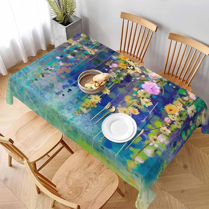 TKS MITLAN Colorful Spring Tablecloth 60x84 Inch Rectangular Flower Vines Vibrant Oblong Table Cloth Kitchen Table Decorations for Home Dinner Party