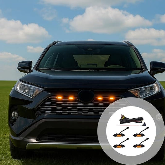 Rav4 4 Pcs Amber Led Grille Lights, Plug & Play Installation, Abs Construction, Style Vehicle Accessories