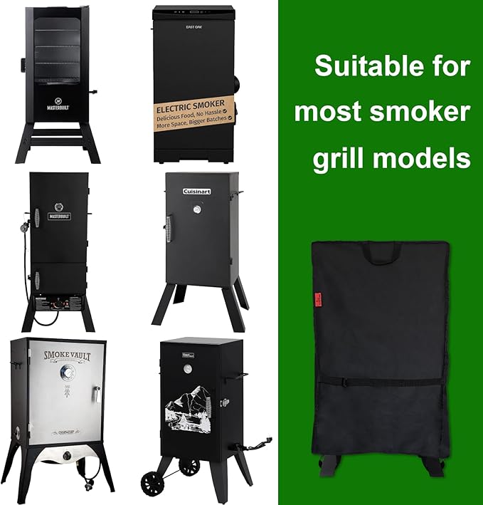 Outdoor Electric Smoker Cover for Masterbuilt 40",Pit BOSS 77700/77550 PBV3P1,Dyna-Glo 36" & 43",Broil King 923617 SmokeWaterproof Vertical BBQ Smoker Cover (25" W x 30" D x 47" H)
