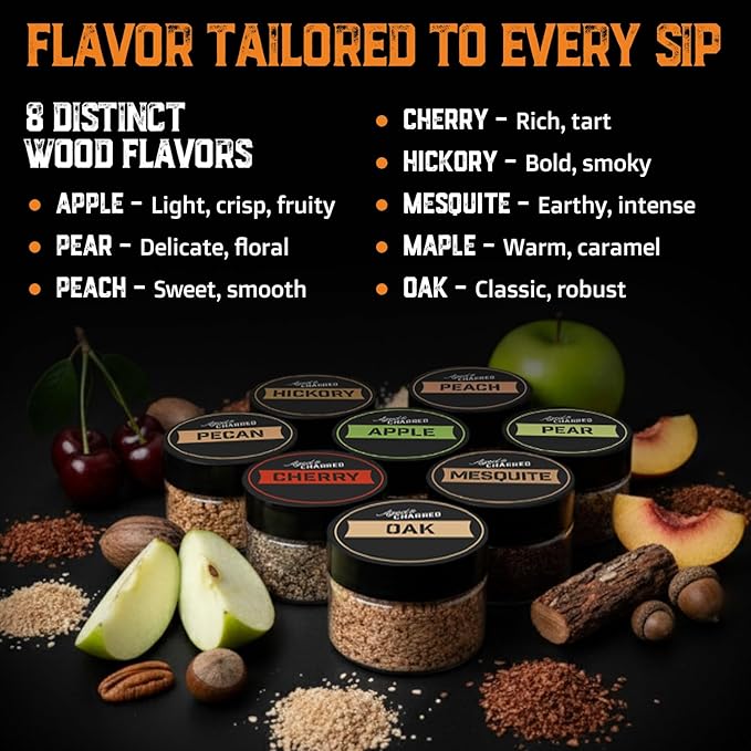 Old Fashioned Smoker Kit - Electric Cocktail Smoker Bundle with Syrup, Amarena Cherries, Orange Garnish and 8 Wood Chip Flavors - Electric Whiskey Smoker Kit