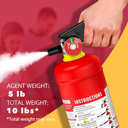Ougist ABC Dry Chemical Fire Extinguisher, 5 lb – 2-A:10-B:C Rated for Home, Office & Vehicle, Quick Release, Easy-Grip Handle, Ideal for Electrical & Grease Fires, Car Extinguisher, Model FF2KG