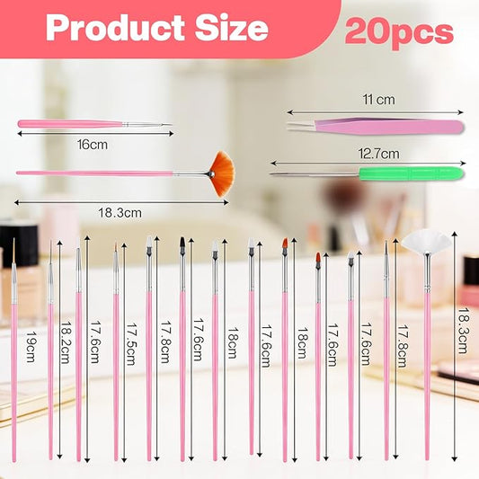 Qianyu 20Pcs Cake Decorating Brushes Cookie Decorating Tool Set Cake Fondant Paint Pastry Brush Curved Tip Tweezers Pasta Tweezers Sugar Stir Needle for Christmas Sprinkles Baking