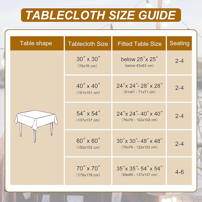 DWCN Square Tablecloth - 54 x 54 Inch - Waterproof Stain and Wrinkle Resistant Washable Table Cloth, Decorative Fabric Table Cover for Kitchen Dining Room Party and Outdoor Use, Champagne