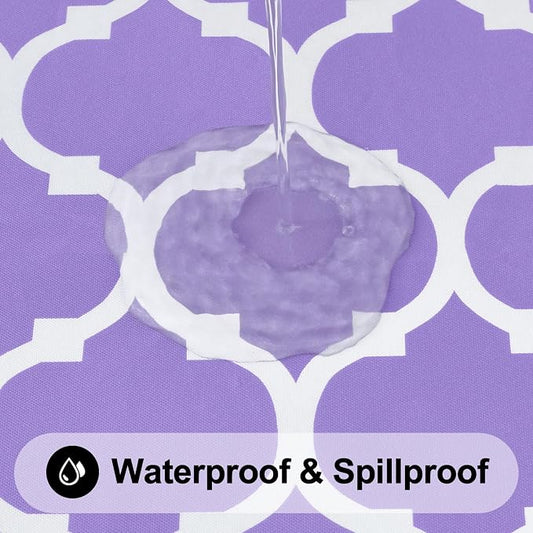 Smiry Rectangle Table Cloth, Waterproof Vinyl Tablecloth with Flannel Backing for Rectangle Tables, Wipeable Spillproof Plastic Tablecloths for Dining, Camping and Indoor (60"x120", Lavender)
