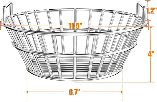 onlyfire Charcoal Ash Basket Fits Medium Big Green Egg, Stainless Steel Charcoal Holder with Handles, Grilling Accessories for Better Airflow