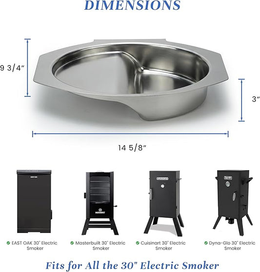 Water Pan Replacement for Masterbuilt 30 Inch Electric Smoker, Replaces Part 9007170040, Water Bowl for Digital Electric Vertical Smoker, Fits MB20071117 MB21072218 for Masterbuilt Smoker Parts
