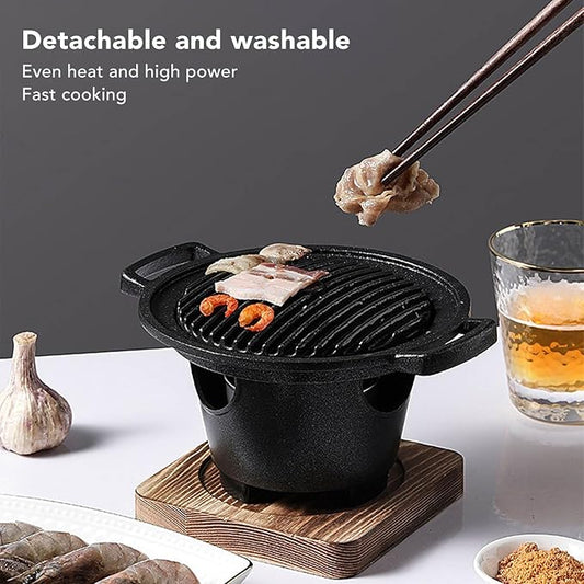 Korean Bbq Grill Charcoal, Small Charcoal Grill 8.5 Inches Portable Grill Iron Barbecue Grill Tabletop Kbbq Grill Outdoor Indoor Camping One Person Mini Bbq Grill Japanese Barbecue Pan For Home