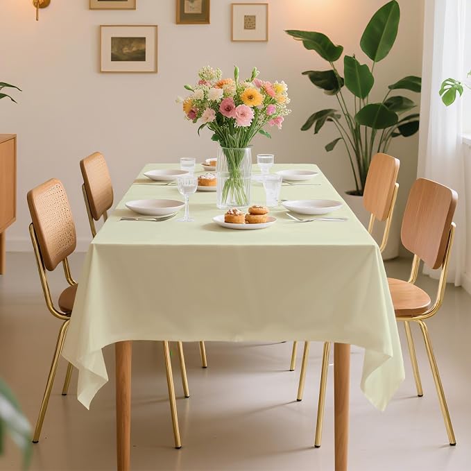 54 Inch X 300 Feet Plastic Table Cover Roll Premium Disposable Plastic Tablecloth for All Type/Shape Tables | Picnic, Party, Banquet, Birthdays, Weddings (Beige, 54 Inch X 300 Feet)